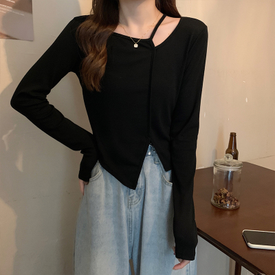 taobao agent Sexy short spring T-shirt, top, plus size, long sleeve, western style