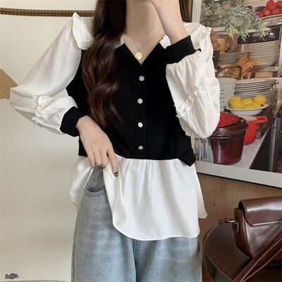 taobao agent Sexy doll, set, long-sleeve, top, plus size, doll collar, V-neckline