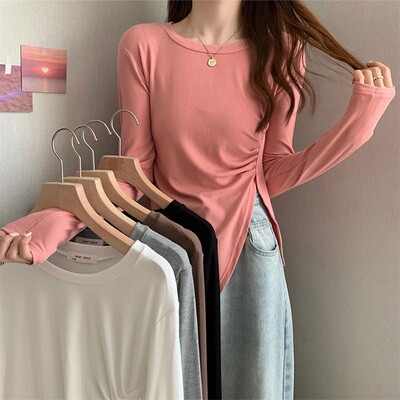 taobao agent Autumn T-shirt, top, plus size, round collar, 2021 collection