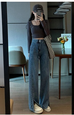 taobao agent Autumn jeans, plus size, high waist, 2022, fitted