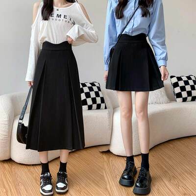 taobao agent Small design pleated skirt, plus size, autumn, trend of season, A-line, high waist, fitted