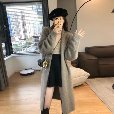 taobao agent Knitted autumn cardigan, retro long sweater, jacket, plus size, 2022