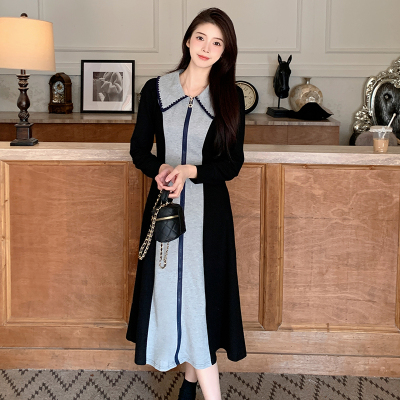 taobao agent Sweatshirt, dress, fitted design brace, plus size, french style, polo collar, trend of season, bright catchy style