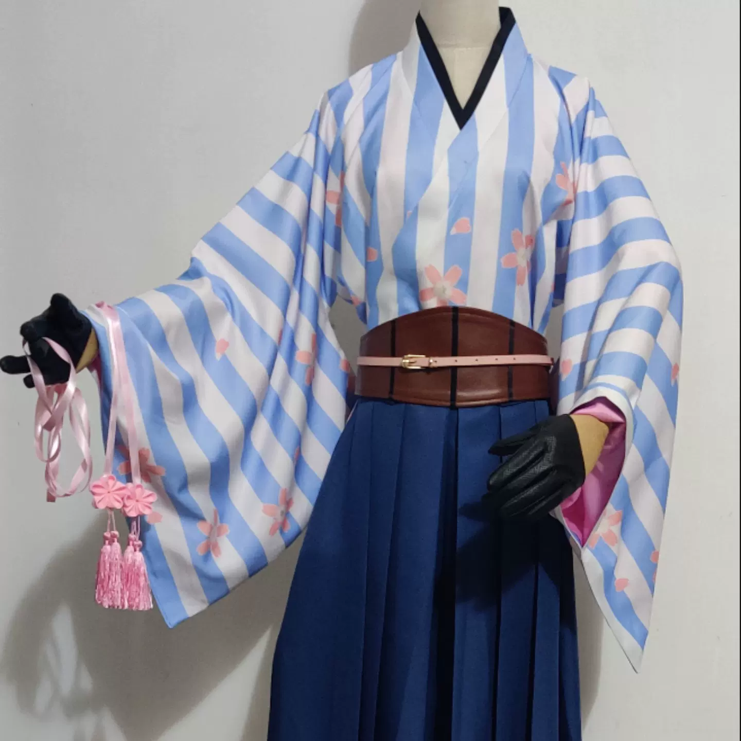 清倉現貨偶像夢幻祭cos 藍白條紋櫻花和服浴衣男裝cafe咖啡