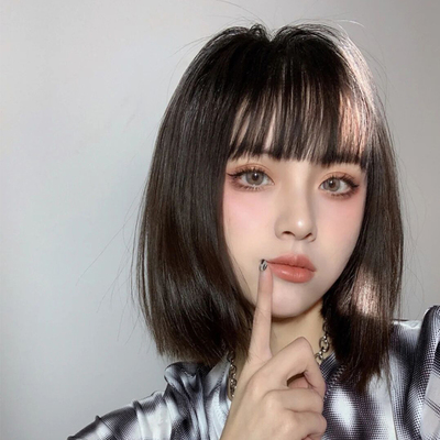 taobao agent Wigs female short hair net red round face collarbone mid -length hair wave head natural fluffy full -headed full set of simulation fake hairdressers