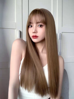 taobao agent Wig female long hair net red female group style classic long straight hair Japanese bangs style full -headed whole top wig