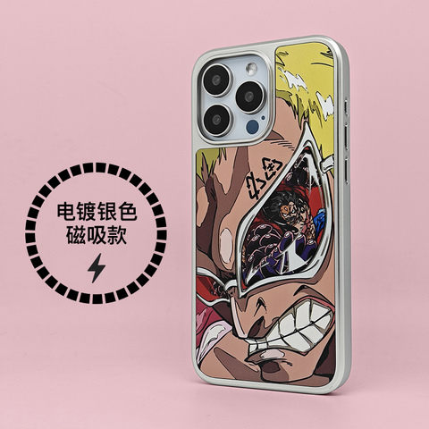 Donquixote Doflamingo One Piece Anime Pink Yellow Tan Illustration iPhone Case