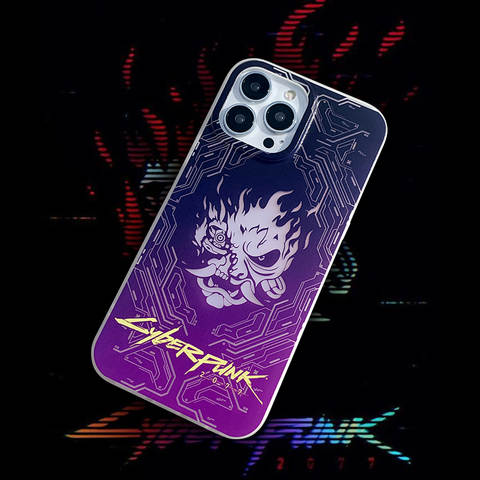 Cyberpunk 2077 Mask Blue Purple Gradient Circuit iPhone Case