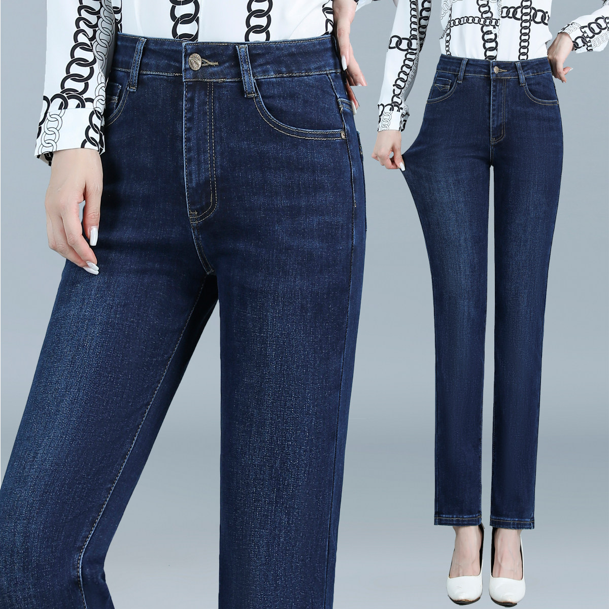 直筒牛仔裤女士2026年春秋新款高腰显瘦弹力胖MM宽松大码烟管裤子 - 淘宝联盟商品