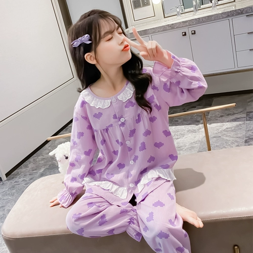 Осенняя пижама, хлопковый летний детский лонгслив, комплект, костюм принцессы, детская одежда, подходит для подростков