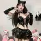 Cosplay mèo đen ren xuyên thấu Gegejia Internet nổi tiếng anime hai chiều đồng phục cô gái mèo cosplay hottie gợi cảm bằng sáng chế váy da phù hợp với cosplay meo Đồ ngủ sexy cosplay Mèo Con 