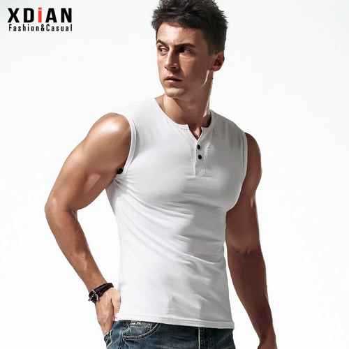 Мужской жилет, хлопковая спортивная летняя футболка без рукавов, в обтяжку, облегающий крой