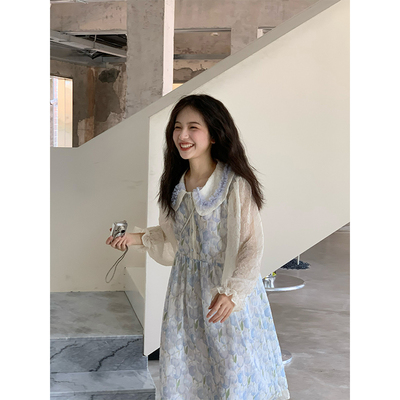 taobao agent Doll, dress, long skirt, floral print, maxi length