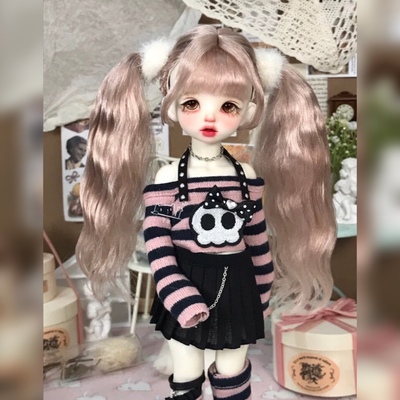 taobao agent [Wig] Free shipping fish loves fish 6 points BJD combed horse -haired wig hair high ponytails all hair sewing
