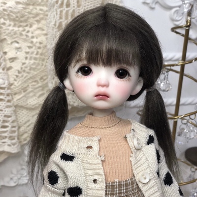 taobao agent [Wig] Ziyu loves to eat fish 6 minutes, 4 minutes, 3 points, BJD baby changes with hair cute double ponytail falling water