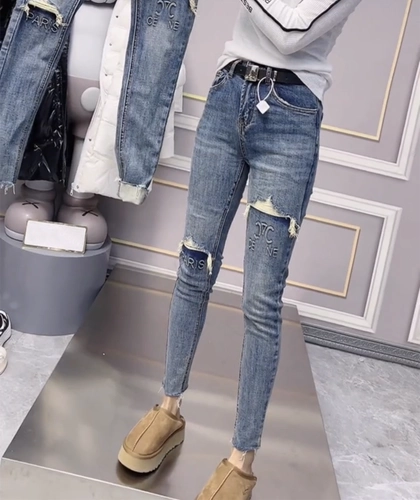 Весенний цветной трехмерный карандаш, модные джинсы, европейский стиль, по фигуре