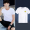 Pure white (round neck)+white (095 smiling face print) 2-piece combination