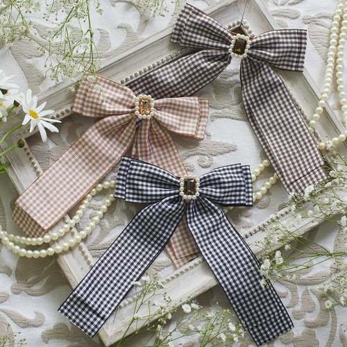 Японская свежая бриллиантовая заколка для волос из жемчуга с бантиком, стиль Лолита