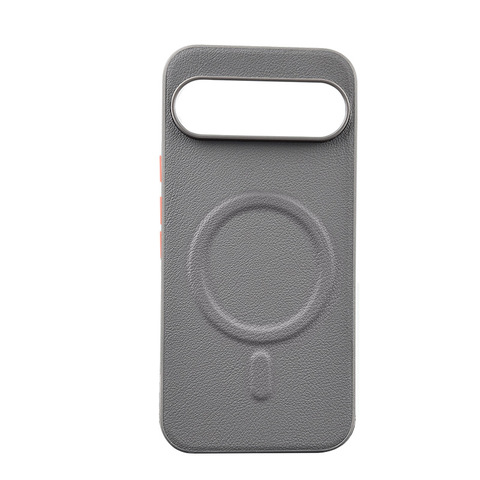 Dark Gray Leather Texture Metal Frame Google Pixel Phone Case