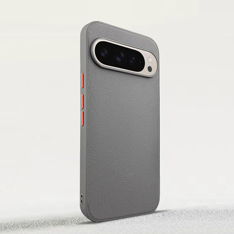 Dark Gray Leather Texture Metal Frame Google Pixel Phone Case