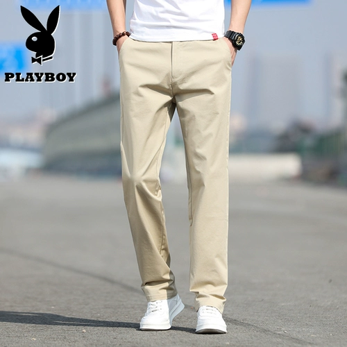 Playboy, штаны, летние тонкие мужские повседневные брюки, свободный прямой крой