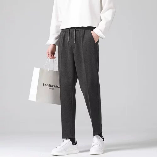 Зимние шерстяные штаны для отдыха, свободный прямой крой, эластичная талия