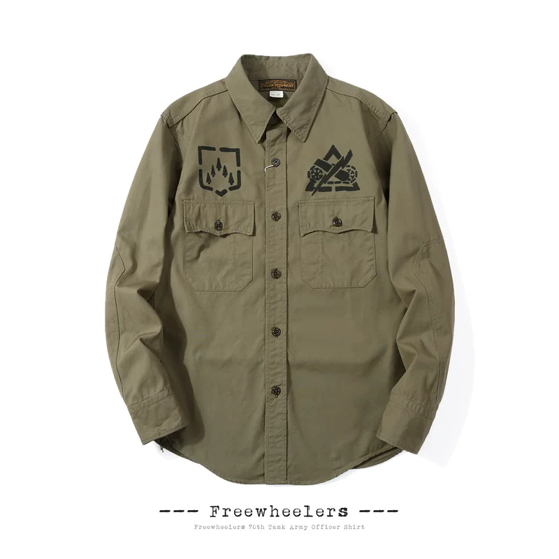 [FREEWHEELERS 70TH TANK BATTALION COMPANY C高密度平织士军衬衫]