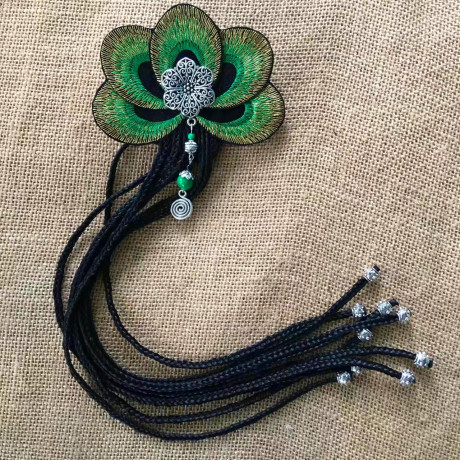 民族风 孔雀羽毛绣片头饰头花 杨丽萍同款 舞蹈演出古装摄影配饰