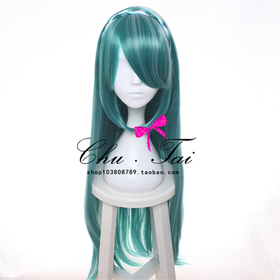 taobao agent COS wig 80cm Hatsune wig Genso color high -temperature silk green mixed braid model