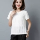 Áo sơ mi cotton và lanh của phụ nữ ngắn tay mùa hè 2020 áo phông của mẹ mới đơn giản rộng rãi và mỏng cộng với kích thước áo sơ mi nữ - Áo phông