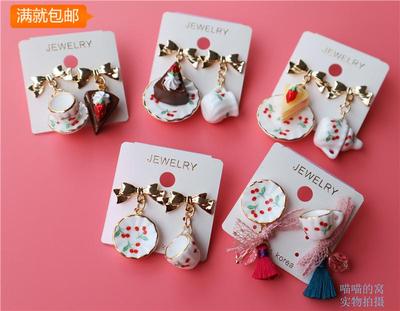 taobao agent Japanese genuine brand small ceramics, tea set, earrings, 18 carat white gold