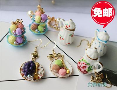 taobao agent Genuine brand realistic ceramics, tea set, fruit earrings, ear clips