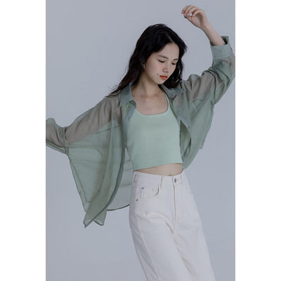 taobao agent Summer set, thin knitted vest, T-shirt, UV protection, lifting effect