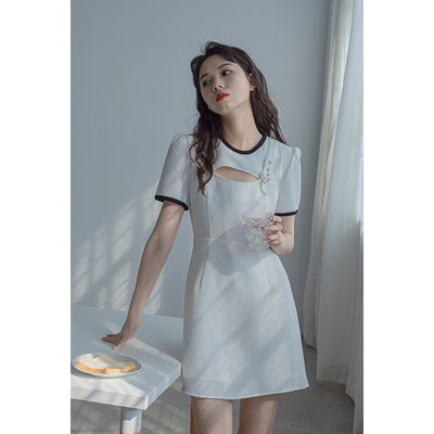 taobao agent Design small girls dress, summer black brace, retro mini-skirt, A-line