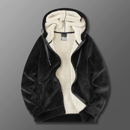 Демисезонная мужская утепленная толстовка с капюшоном, бархатная куртка