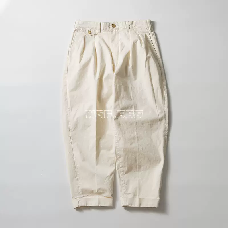 现货BEAMS SSZ 暖簾CHINO PANTS 纯色大口袋双褶休闲长裤-Taobao