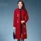 Thời tiết trái mùa thu đông cộng với quần áo nữ cỡ lớn Phong cách Trung Quốc làm thủ công bằng tay áo khoác len dày dài trên đầu gối áo khoác len lông cừu dày dặn - Trung bình và dài Coat
