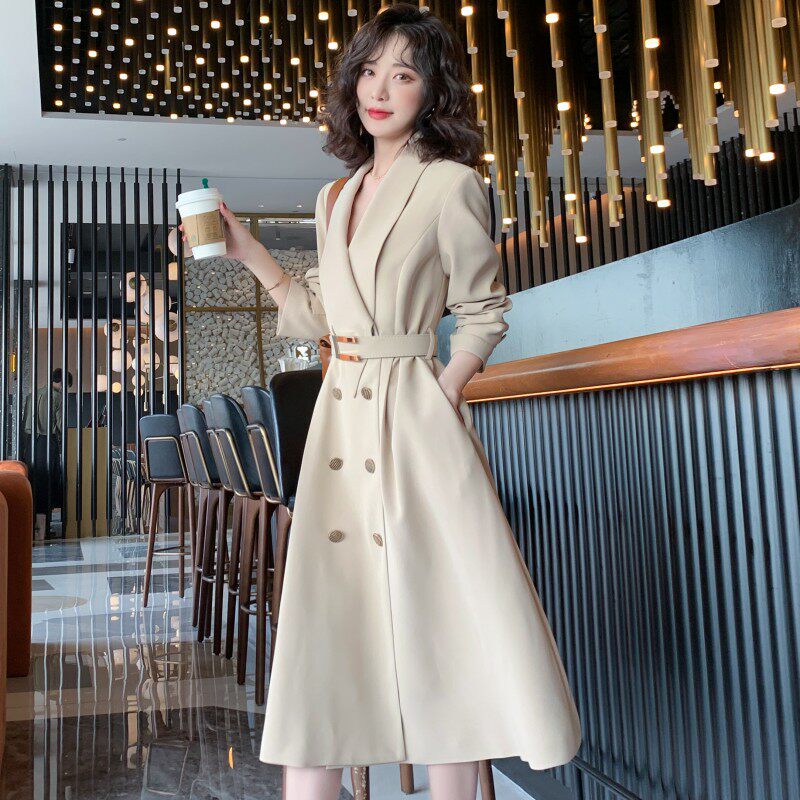 Windbreaker Jackets Women's Autumn Double Breasted New Slim Fit
