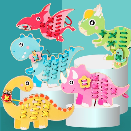 Детский браслет из бисера, мультяшный динозавр, деревянная игрушка, мелкая моторика, раннее развитие, прямые продажи с завода