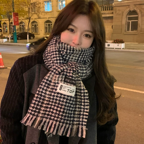 Демисезонный универсальный утепленный ретро шарф с кисточками, в корейском стиле