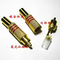 Золото -плановая красная граница RCA Lotus Plug Audio Video AV Signal Audio Public Plug -In сливовая линейная головка Lotus Lotus Lotus