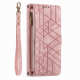 Geometric Stripes Wallet Folio Flip Card Holder Phone Cases Covers With Zipper Galaxy S24, Galaxy S24 Plus, Galaxy S24 Ultra, Galaxy S23, Galaxy S23 Plus, Galaxy S23 Ultra, Galaxy S22, Galaxy S22 Plus, Galaxy S22 Ultra,