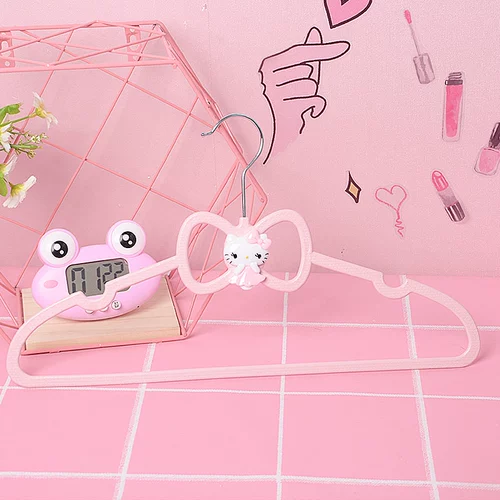 Розовая вешалка для домашнего использования, пластиковая нескользящая сушилка с бантиком для школьников