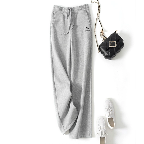 Демисезонные спортивные повседневные брюки для отдыха, мягкие штаны, высокая талия, свободный прямой крой, по фигуре