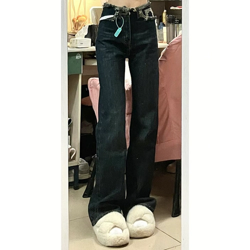 Ретро мегафон, весенние летние штаны, высокие приталенные джинсы