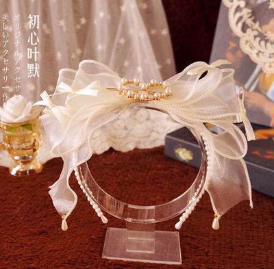 taobao agent [MAID] Original Riben Rabbit full -color pearl KC Lolita hand -made hair hoop European yarn bow