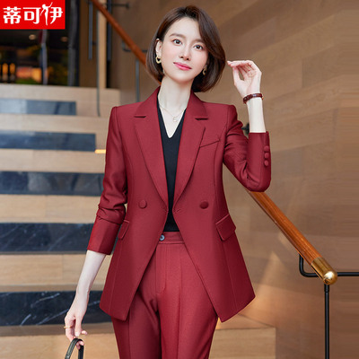 taobao agent Red autumn fashionable advanced classic suit, British style, Korean style, high-quality style, bright catchy style, fitted
