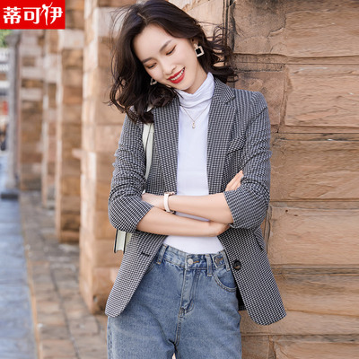 taobao agent Autumn classic suit jacket, small face blush, top, new collection, internet celebrity, suitable for teen, fitted