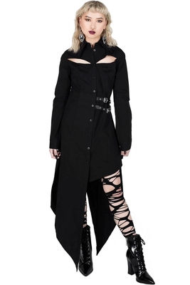 taobao agent Love Making · Killstar Gothic Dark Punk Cool Black long -sleeved shirt Long dress