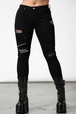 taobao agent Killstar Gothic dark punk hot girl black jeans rivet porn tight straight trousers